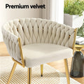 Artiss Dining Chair Armchair Velvet Beige Set of 2