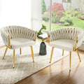 Artiss Dining Chair Armchair Velvet Beige Set of 2