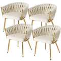 Artiss Dining Chairs Set 4 Velvet Armchair Beige