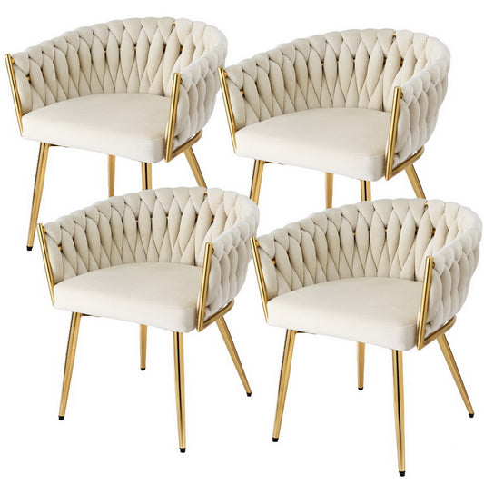 Artiss Dining Chairs Set 4 Velvet Armchair Beige