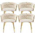Artiss Dining Chairs Set 4 Velvet Armchair Beige