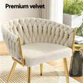 Artiss Dining Chairs Set 4 Velvet Armchair Beige