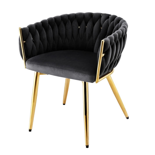 Artiss Dining Chair Armchair Velvet Black Kitchen Lounge Café