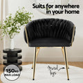 Artiss Dining Chair Armchair Velvet Black Kitchen Lounge Café
