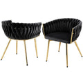 Artiss 2x Velvet Dining Armchair Black