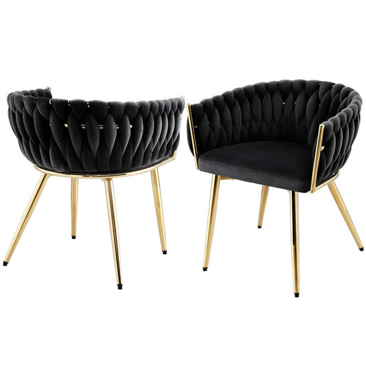 Artiss 2x Velvet Dining Armchair Black