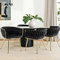 1 Set of 4 Artiss Dining Chairs Velvet Armchair Black
