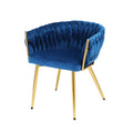 Artiss Velvet Dining Chair Armchair Blue Weaving