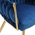Artiss Velvet Dining Chair Armchair Blue Weaving