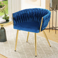 Artiss Velvet Dining Chair Armchair Blue Weaving