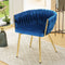 Artiss Velvet Dining Chair Armchair Blue Weaving
