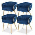 Artiss Dining Chairs Set 4 Velvet Weaving Armchair Blue