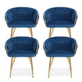 Artiss Dining Chairs Set 4 Velvet Weaving Armchair Blue