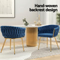 Artiss Dining Chairs Set 4 Velvet Weaving Armchair Blue