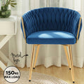 Artiss Dining Chairs Set 4 Velvet Weaving Armchair Blue