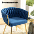 Artiss Dining Chairs Set 4 Velvet Weaving Armchair Blue