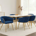 Artiss Dining Chairs Set 4 Velvet Weaving Armchair Blue
