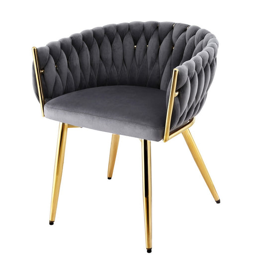 Artiss Velvet Dining Chair Grey Armchair Lounge Cafe Kitchen