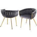 Artiss Dining Chairs Velvet Armchair Grey Set of 2