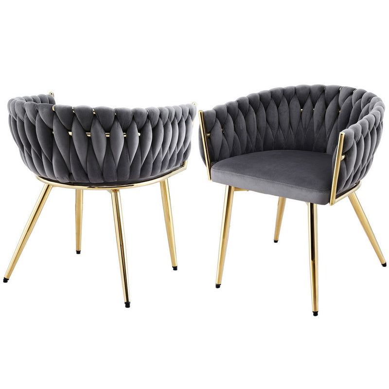 Artiss Dining Chairs Velvet Armchair Grey Set of 2