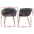 Artiss Dining Chairs Velvet Armchair Grey Set of 2