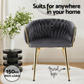 Artiss Dining Chairs Velvet Armchair Grey Set of 2