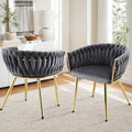 Artiss Dining Chairs Velvet Armchair Grey Set of 2