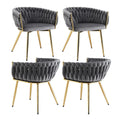 Artiss Dining Chair Velvet Armchair Grey 4 Piece Set