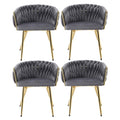 Artiss Dining Chair Velvet Armchair Grey 4 Piece Set