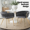 Artiss Dining Chair Velvet Armchair Grey 4 Piece Set