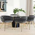 Artiss Dining Chair Velvet Armchair Grey 4 Piece Set