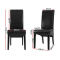 Artiss Dining Chairs Set of 2 Leather Parsons Black