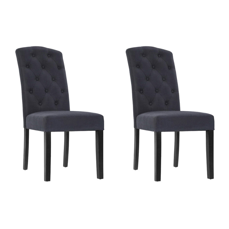 Artiss Dining Chairs Set of 2 Linen Parsons Dark Grey