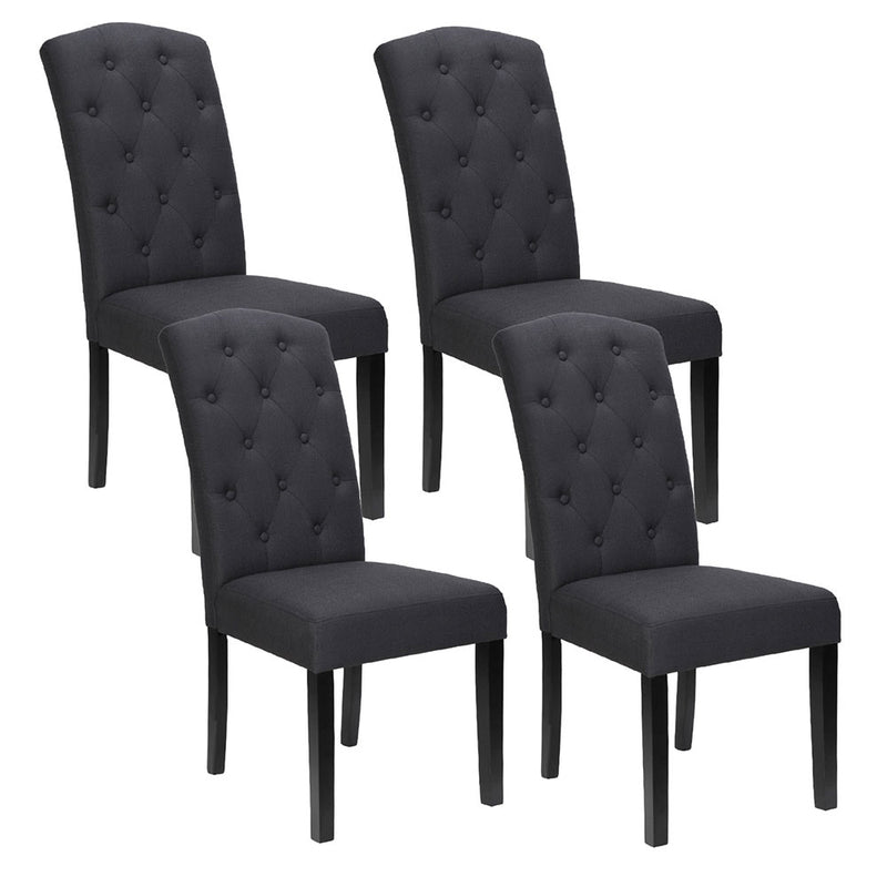 Artiss Dining Chairs Set of 4 Linen Parsons Dark Grey