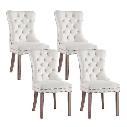 Artiss Dining Chairs Beige Velvet Set of 4