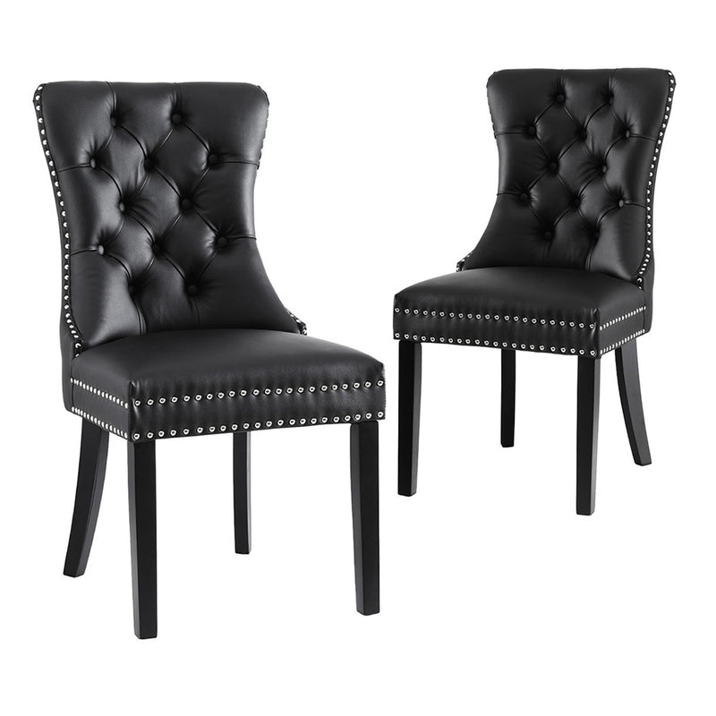Artiss Dining Chairs Black Leather Set of 2