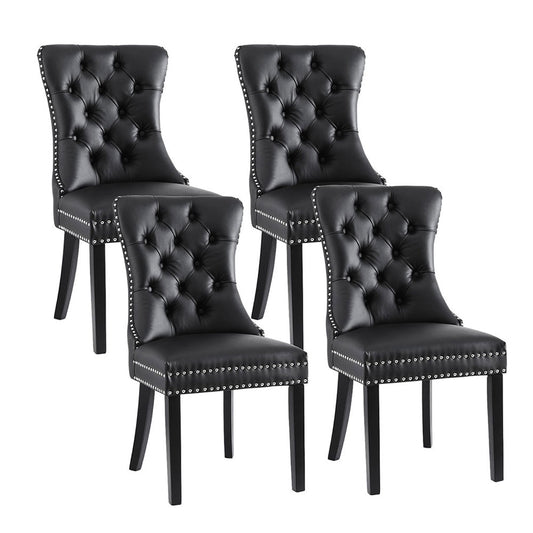 Artiss Dining Chairs Black Leather Set of 4