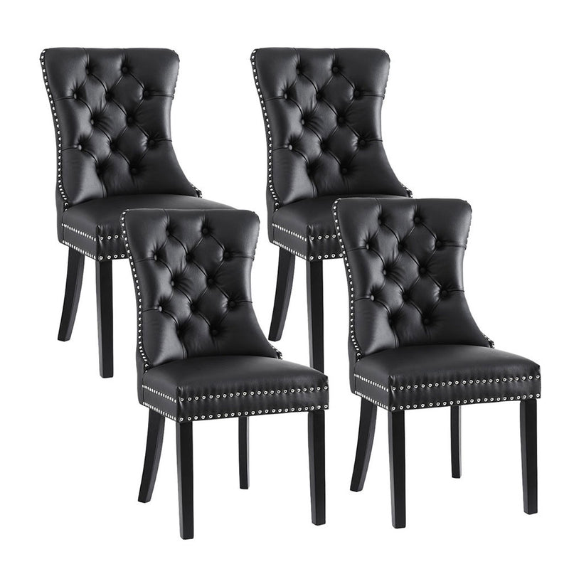 Artiss Dining Chairs Black Leather Set of 4