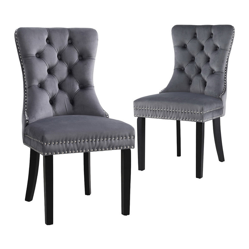 Artiss Dining Chairs Grey Velvet Set of 2
