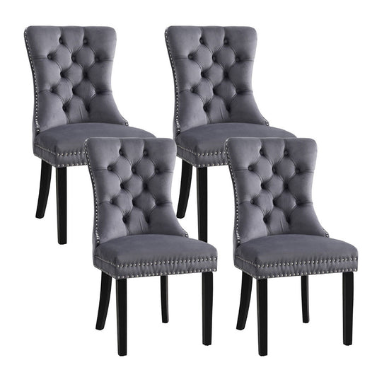 Artiss Dining Chairs 4pc Grey Velvet