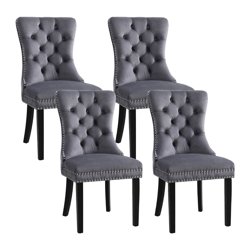 Artiss Dining Chairs 4pc Grey Velvet