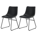 Artiss 2x Dining Chairs PU Leather Retro Kitchen Cafe Black