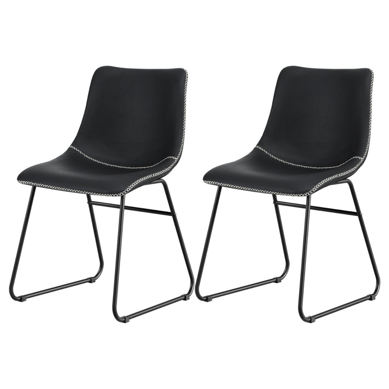 Artiss 2x Dining Chairs PU Leather Retro Kitchen Cafe Black