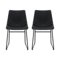 Artiss 2x Dining Chairs PU Leather Retro Kitchen Cafe Black