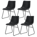 Artiss Dining Chairs x4 Retro PU Leather Black Kitchen Cafe