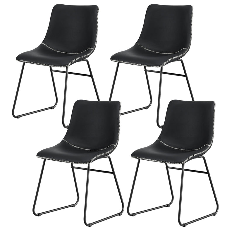 Artiss Dining Chairs x4 Retro PU Leather Black Kitchen Cafe