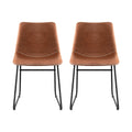 Artiss 2x Retro PU Leather Dining Chairs Brown Kitchen Lounge
