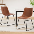 Artiss 2x Retro PU Leather Dining Chairs Brown Kitchen Lounge