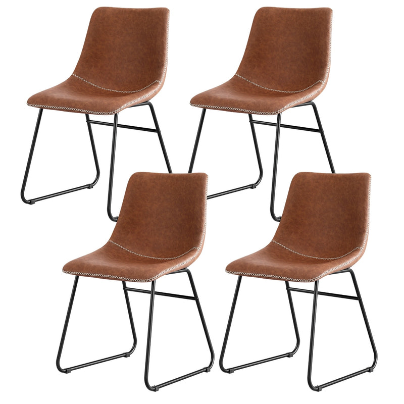 Artiss 4x Retro PU Leather Dining Chairs Brown Kitchen Cafe