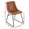 Artiss 4x Retro PU Leather Dining Chairs Brown Kitchen Cafe